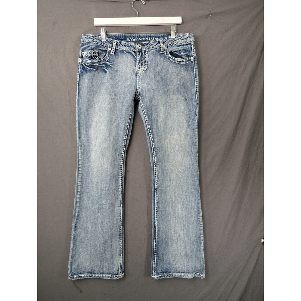 Blue Asphalt Womens Bootcut Jeans Light Wash Low Rise WS-64 Size 15